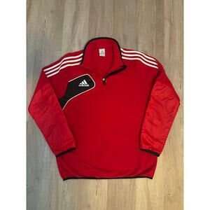 Men's Vintage Adidas Cotton Pullover Quarter zip Large Y2K